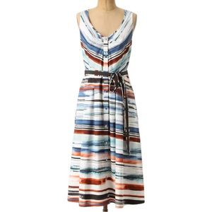 Anthroplogie Moulinette Soeurs Afterlight Dress Women's 14 Sleeveless Midi Belt
